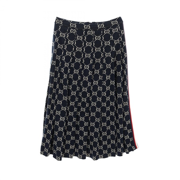 GUCCI GG pattern skirt M size long 552669 cotton Navy Multicolor Used