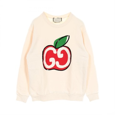 GUCCI sweatshirt M size apple 469250 cotton Beige Multicolor Used GG