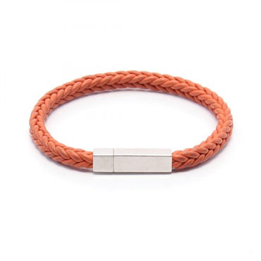 HERMES Bracelet leather Orange Used Women