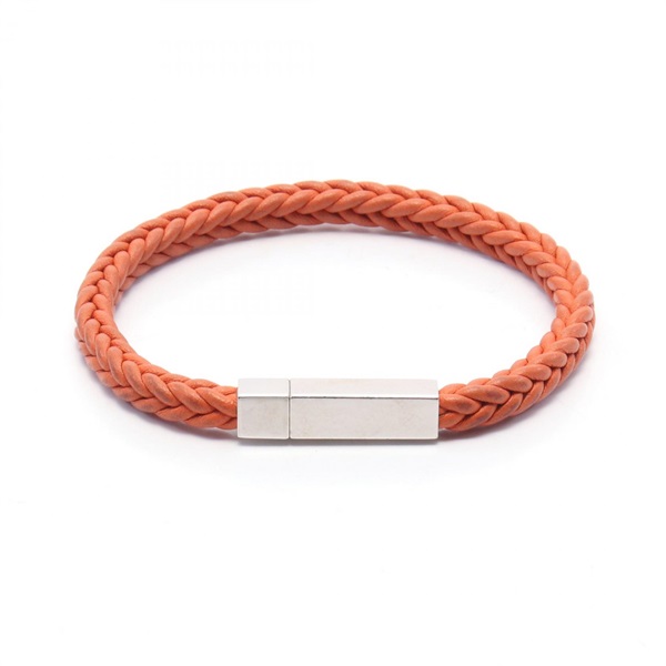 HERMES Bracelet leather Orange Used Women