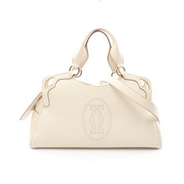CARTIER Marcello de Cartier 2way shoulder Handbag leather White Used Women