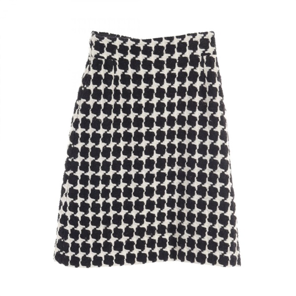 CHANEL CC skirt P31691V21813 wool Nylon Black White Used Women Coco #36