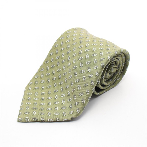 HERMES Chaine d'Ancre pattern Tie silk Green Used mens