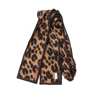 LOUIS VUITTON Bandeau Leopard Scarf M72394 silk Beige Brown Black Used Women