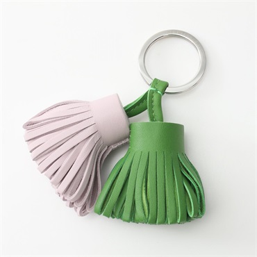 HERMES Carmen Unodos key ring holder Agneau milo Vert Yucca mauve pale Used SHW