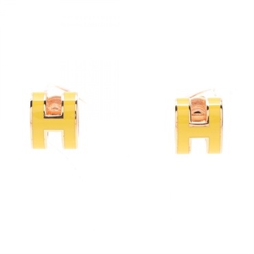 HERMES mini pop H Pierced earrings Gold Plated Yellow Used