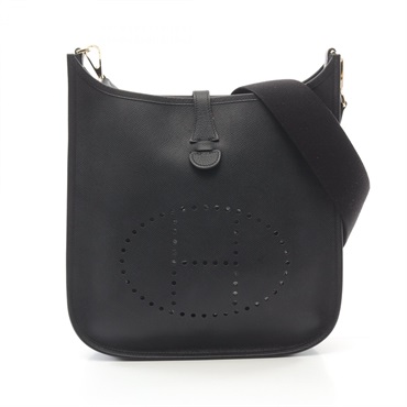 HERMES Evelyne 1 Anne PM Shoulder Bag Epsom leather Black Used Women GHW J