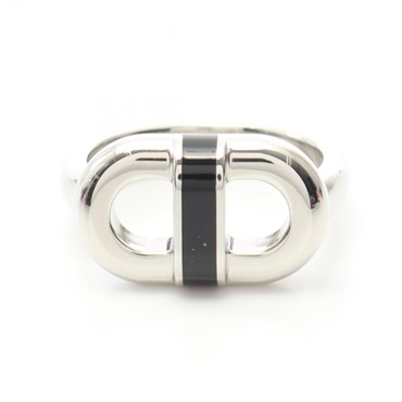 HERMES Maillon Chaine d'ancre Black Ring Stainless Steel Used US size 10.25