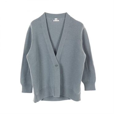 HERMES cardigan knitwear #42 2H2700D1 cashmere Blue Used