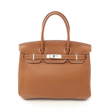 HERMES Birkin 30 Hand bag O Taurillon Clemence Gold Used SHW