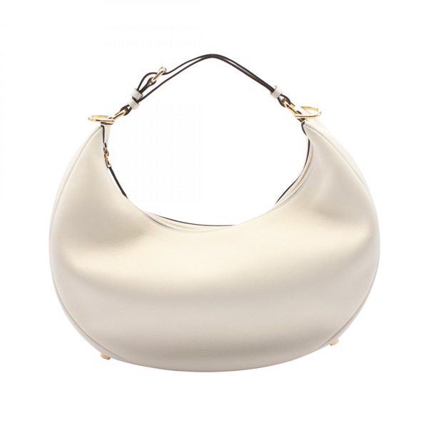 FENDI Handbag 8BR798 leather White Used Women logo