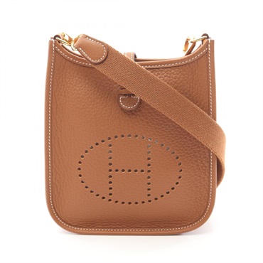 HERMES Evelyne TPM Shoulder crossbody Bag W Taurillon Clemence Gold Used GHW
