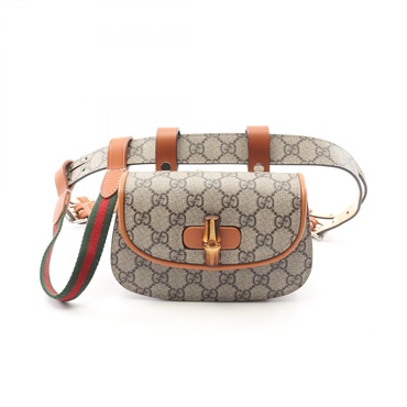 GUCCI Bamboo 1947 Mini Belt Waist bag 681137 canvas leather Beige Brown Used LV