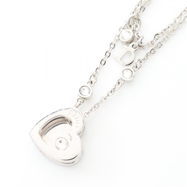 Christian Dior D logo Heart double chain Necklace pendant 60cm SS Used