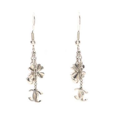 CHANEL COCO Mark Pierced dangling earrings Stainless Steel Used CC