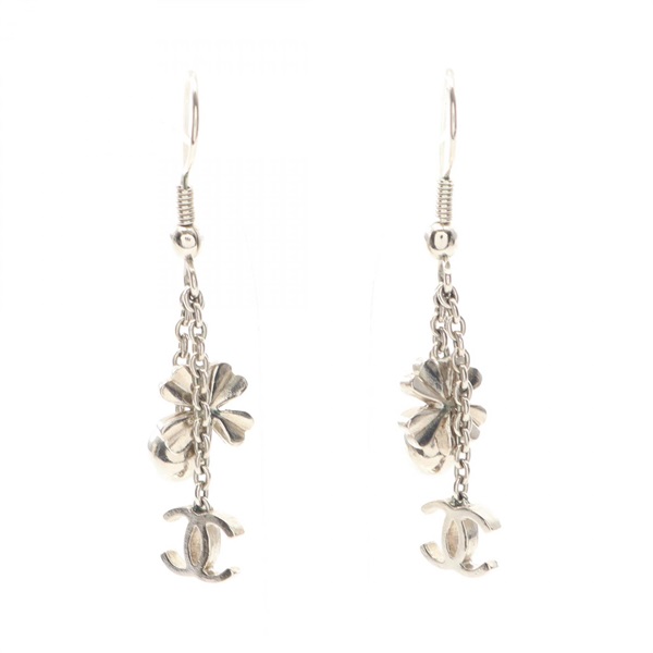 CHANEL COCO Mark Pierced dangling earrings Stainless Steel Used CC