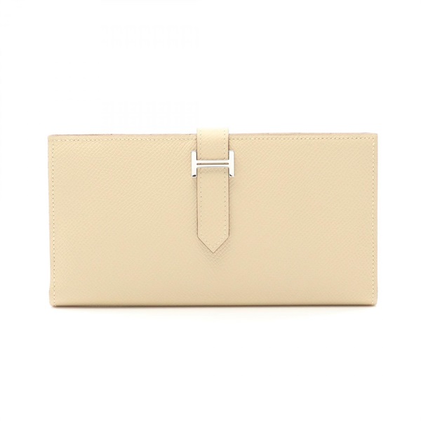 HERMES Bearn Soufflet Bi-fold purse L Epsom leather Parchemin Used Women SHW