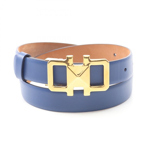 Salvatore Ferragamo belt ceinture 23B856 leather Gold Plated Blue Used Women