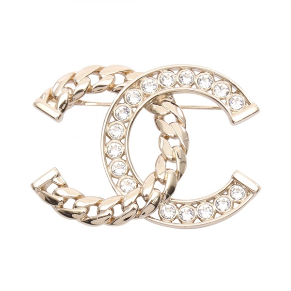 CHANEL COCO Mark Brooch pin Gold Plated Rhinestone Used Women CC