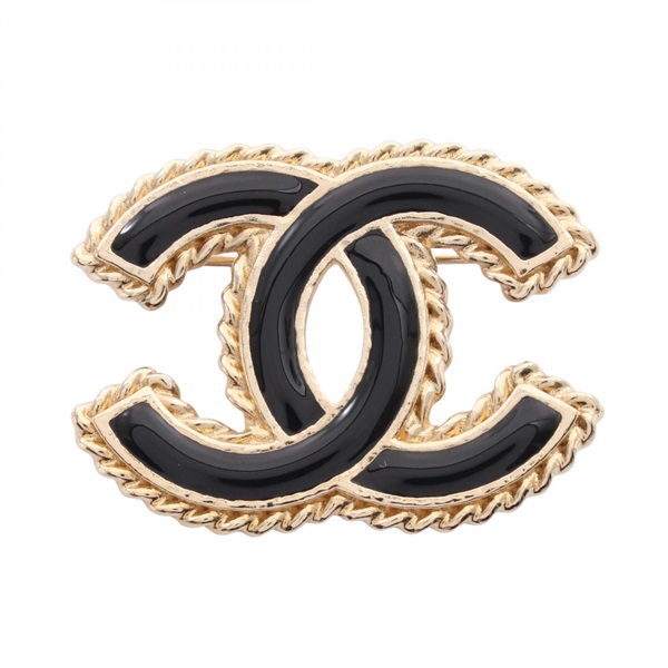CHANEL COCO Mark Brooch pin Gold Plated Black Used Women CC