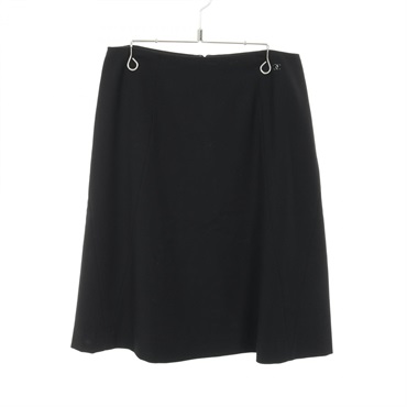 CHANEL skirt P22759V13003 wool Black Used Women #38 COCO CC