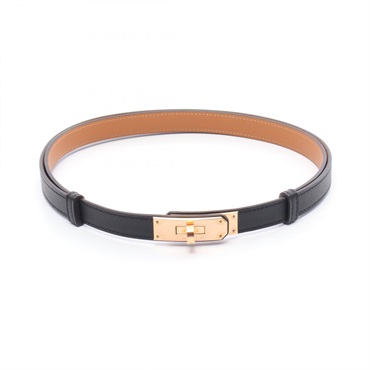 HERMES Kelly belt Epsom leather Black Used Women U GHW