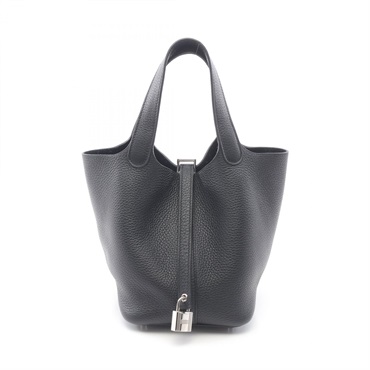 HERMES Picotin Lock PM Handbag B Clemence leather Black Noir Used Women SHW