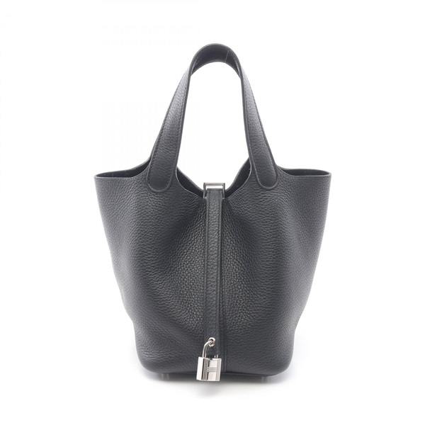HERMES Picotin Lock PM Handbag B Clemence leather Black Noir Used Women SHW