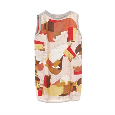 HERMES ECHEC AU ROI Dress silk cotton Pink Multicolor Used Women size 38