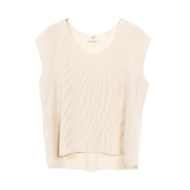 HERMES knitwear sleeveless sweaer Tops Rayon cotton Beige Used Women size 34