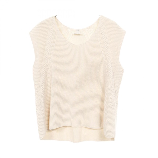 HERMES knitwear sleeveless sweaer Tops Rayon cotton Beige Used Women size 34
