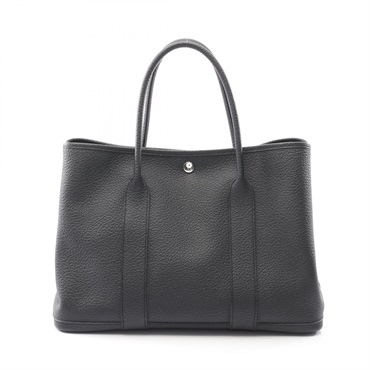 HERMES Garden Party PM Steeple Cadrege Tote Bag Negonda leather Black Used T SHW