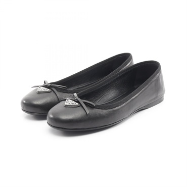 PRADA ballerina flat shoes pumps #36 1F037N leather Black Used Women