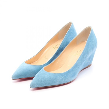 Christian Louboutin Wedge Pumps Suede Blue #36 Used Women