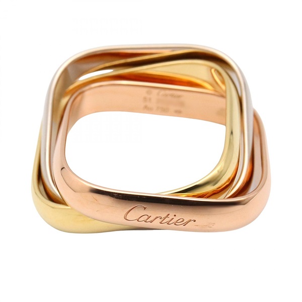 CARTIER Trinity Cushion Classic Ring 18KYG 18KWG 18KRG Used #51 US Size 4.75
