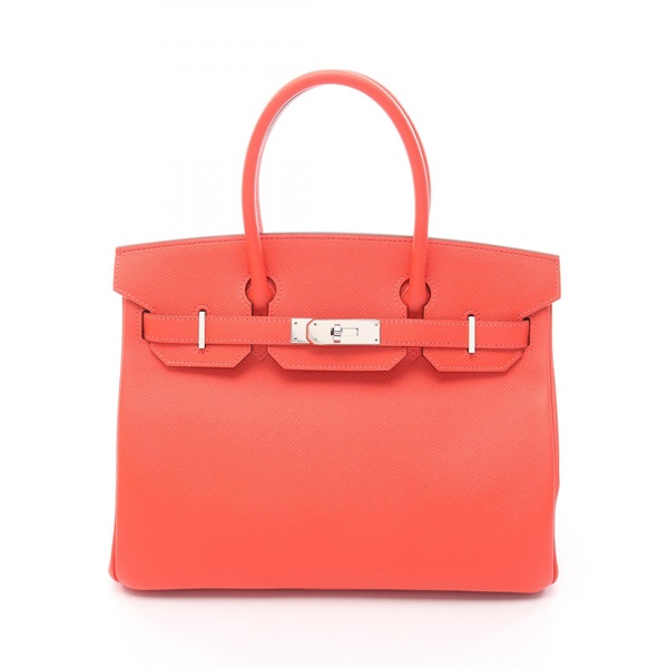 HERMES Birkin 30 Handbag Epsom leather Red Rose jaipur Used Women X SHW