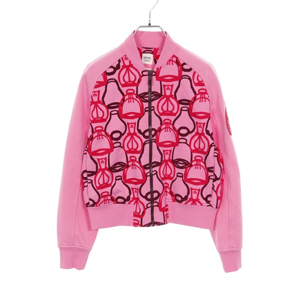 HERMES Fantaisie d'Etriers Blouson jacket 3E4201DI cotton Pink Used Women #34