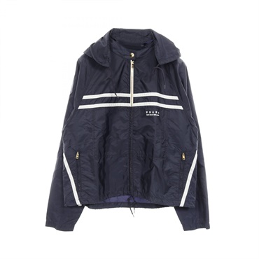 PRADA Lightweight Re-Nylon Blouson hoodie Jacket Navy White Used Women #36