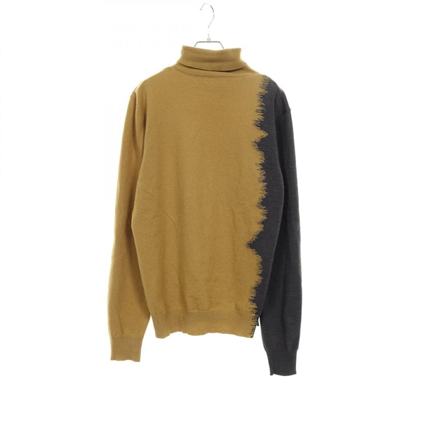 HERMES knitwear XS size sweater turtleneck cashmere wool Brown Gray Used mens