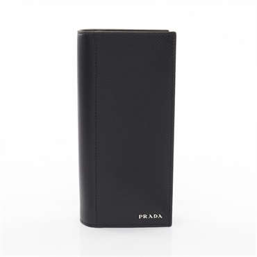 PRADA SAFFIANO CUIR A Logo Bifold Purse Saffiano leather Black Used mens