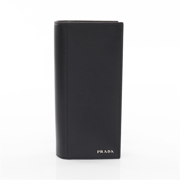 PRADA SAFFIANO CUIR A Logo Bifold Purse Saffiano leather Black Used mens