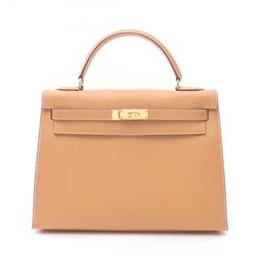 HERMES Kelly 32 Shoulder Handbag Graine Couchevel leather Brown Used GHW X