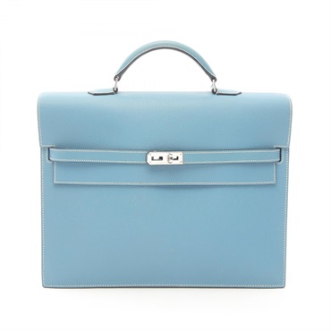 HERMES Kelly Depeche 34 Briefcase business bag J Epsom Blue jean Used unisex SHW