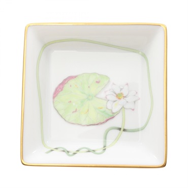 HERMES Ashtray Garden of the Nile Pottery White Multicolor Used unisex