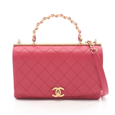 CHANEL Matelasse Top Handle chain Shoulder crossbody Bag AS1755 Lambskin magenta