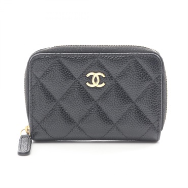 CHANEL Matelasse Classic Zip Coin Purse wallet AP0216 leather Black GHW Used CC