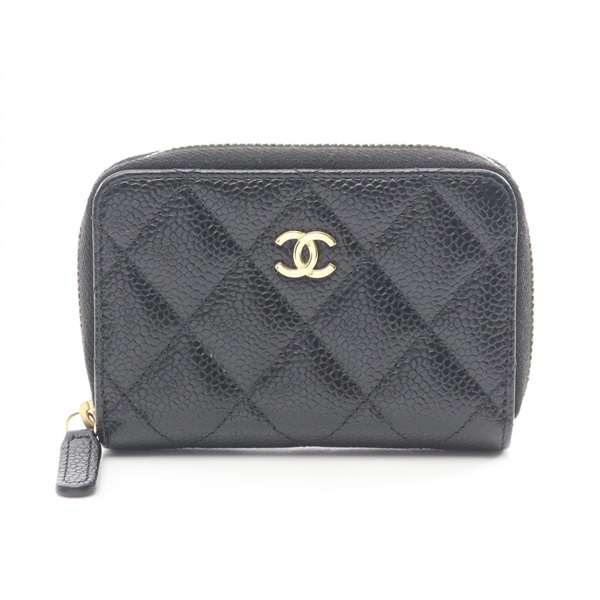 CHANEL Matelasse Classic Zip Coin Purse wallet AP0216 leather Black GHW Used CC