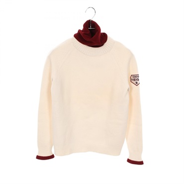 CHANEL COCO Mark patch knitwear cashmere wool White Bordeaux Used Women #34