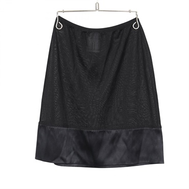 CHANEL Sheer Panel Skirt P22182W03235 Mohair/Nylon Black #38 Used Women