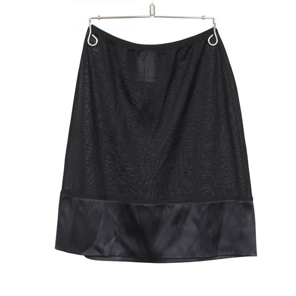 CHANEL Sheer Panel Skirt P22182W03235 Mohair/Nylon Black #38 Used Women